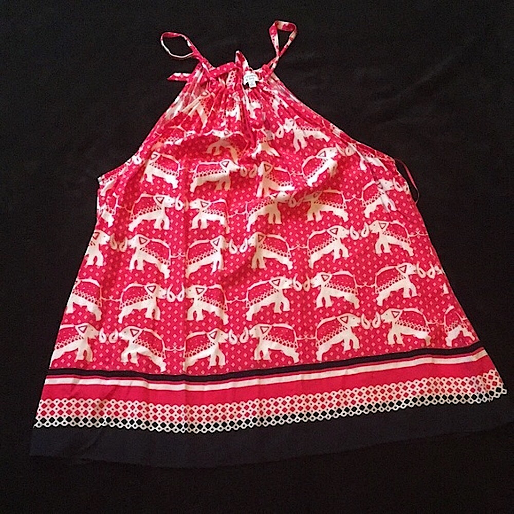 CROWN & IVY Hot Pink Elephants Tanktop